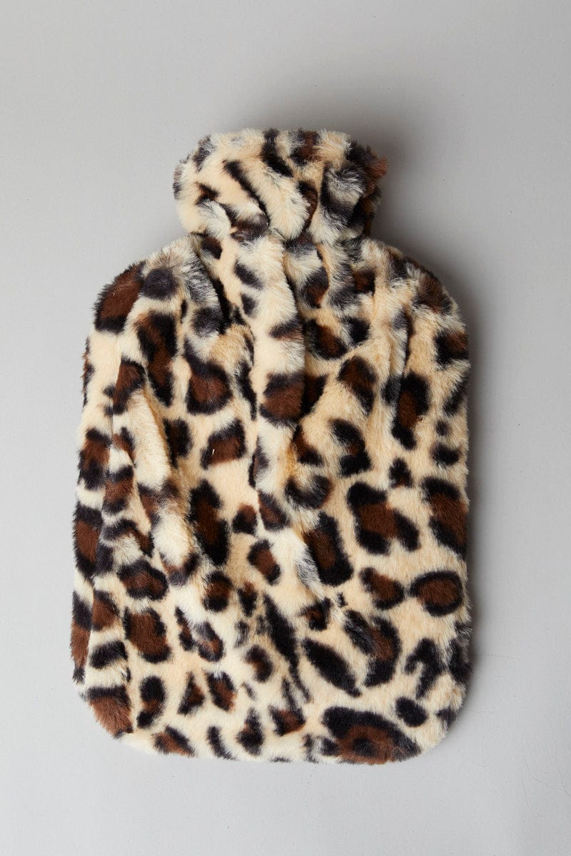 Beige Animal Print Fluffy Hot Water Bottle - Image 3