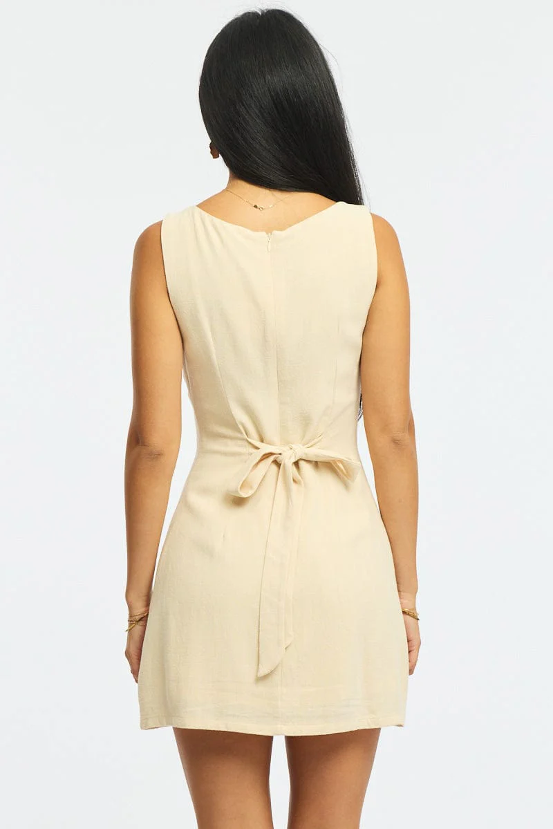 Beige Bodycon Dress Mini - Image 5