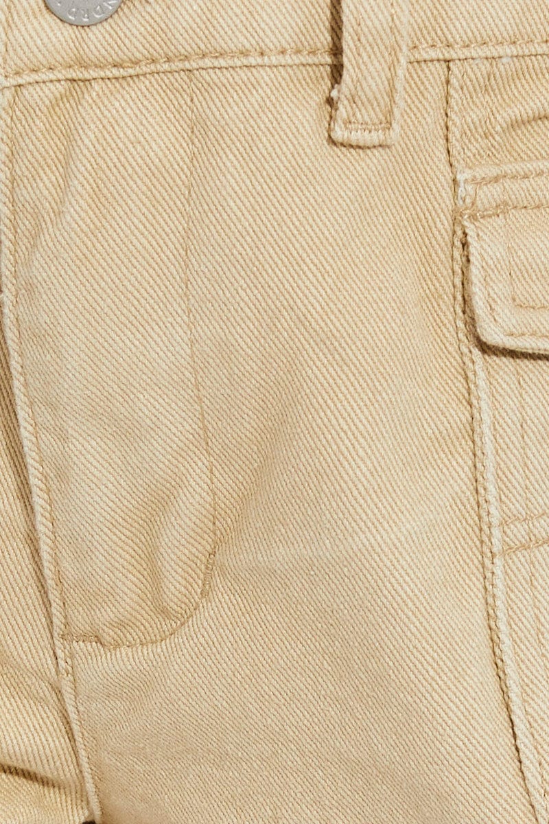 Beige Cargo Denim Shorts Low Rise - Image 6
