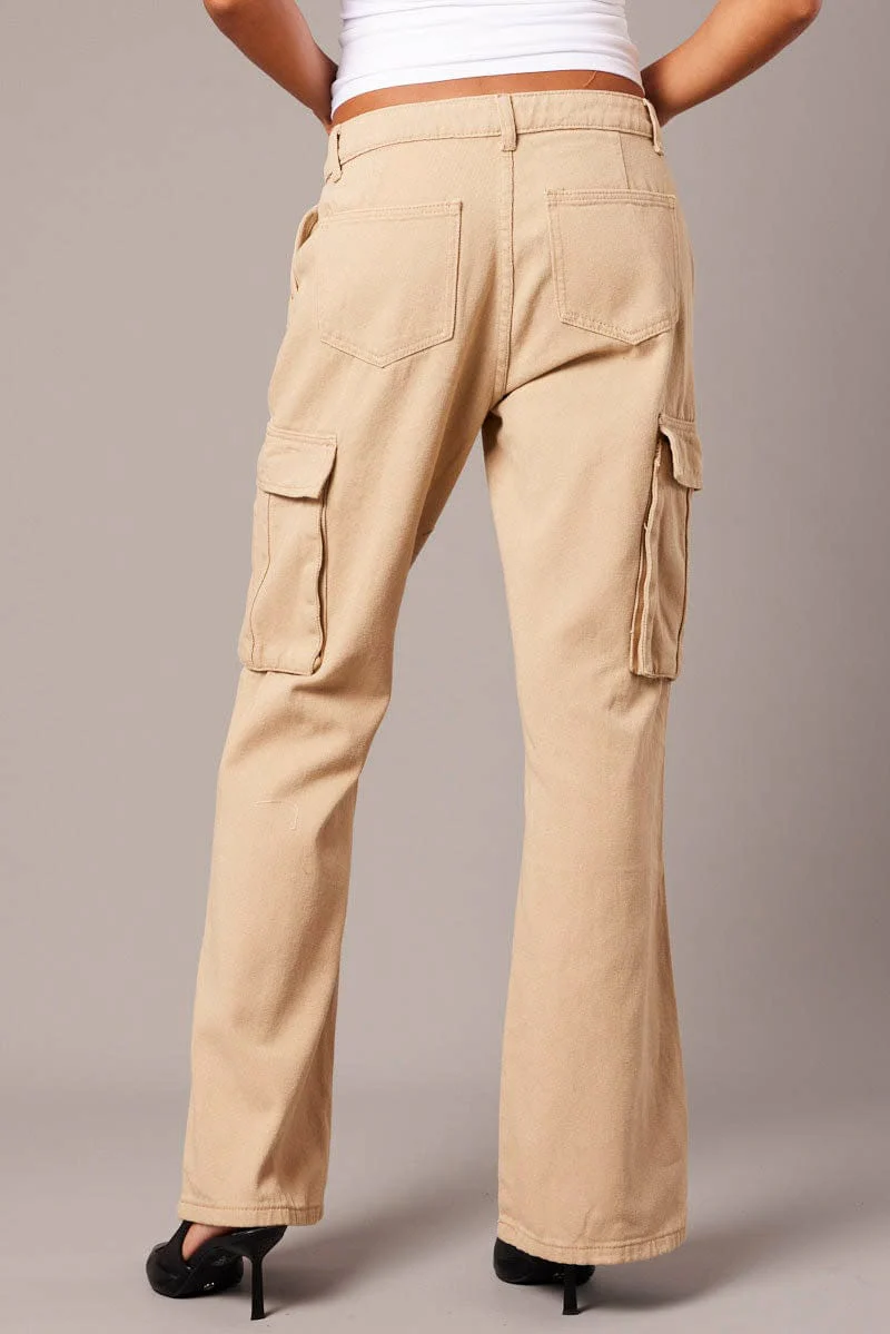 Beige Cargo Jean Mid Rise - Image 5