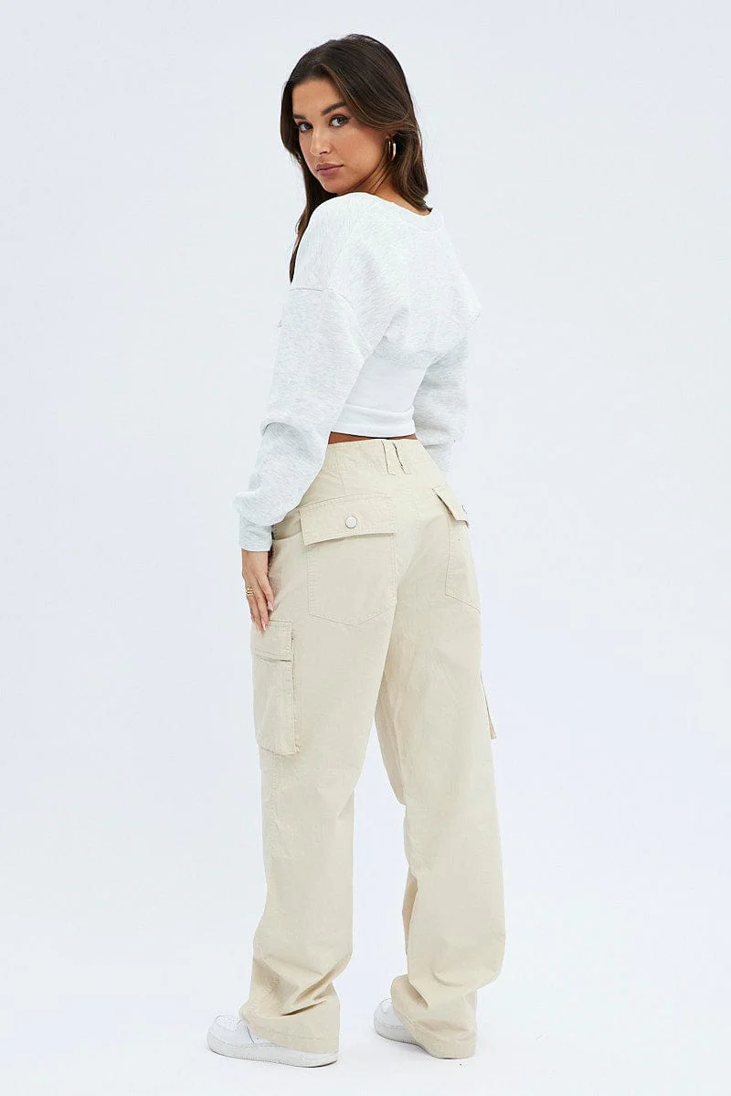 Beige Cargo Pants Low Rise - Image 5