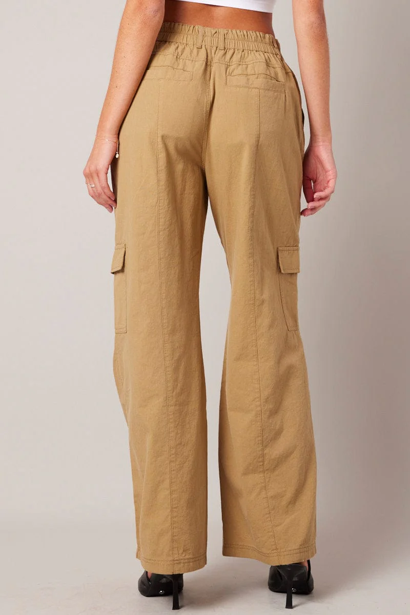 Beige Cargo Pants Mid Rise - Image 5