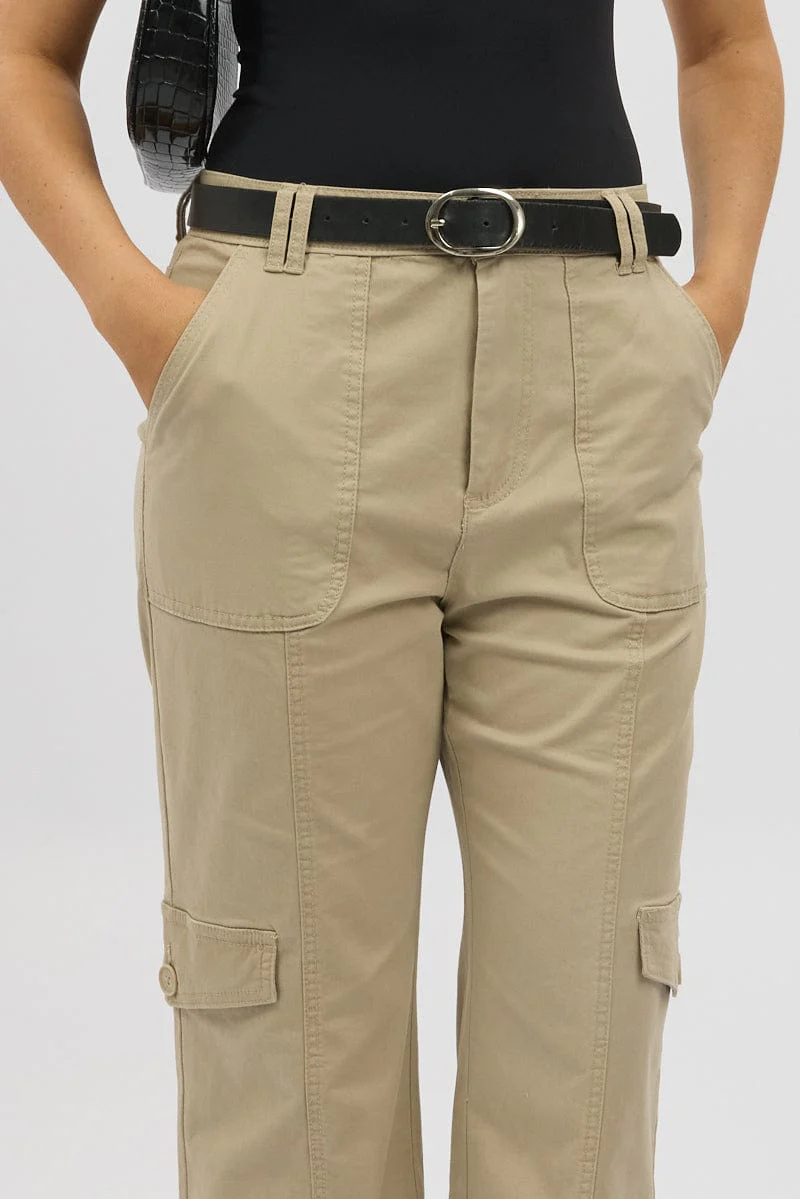 Beige Cargo Pants Mid Rise - Image 6