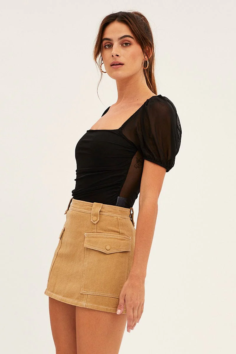 Beige Cargo Skirt Mini High Rise - Image 4