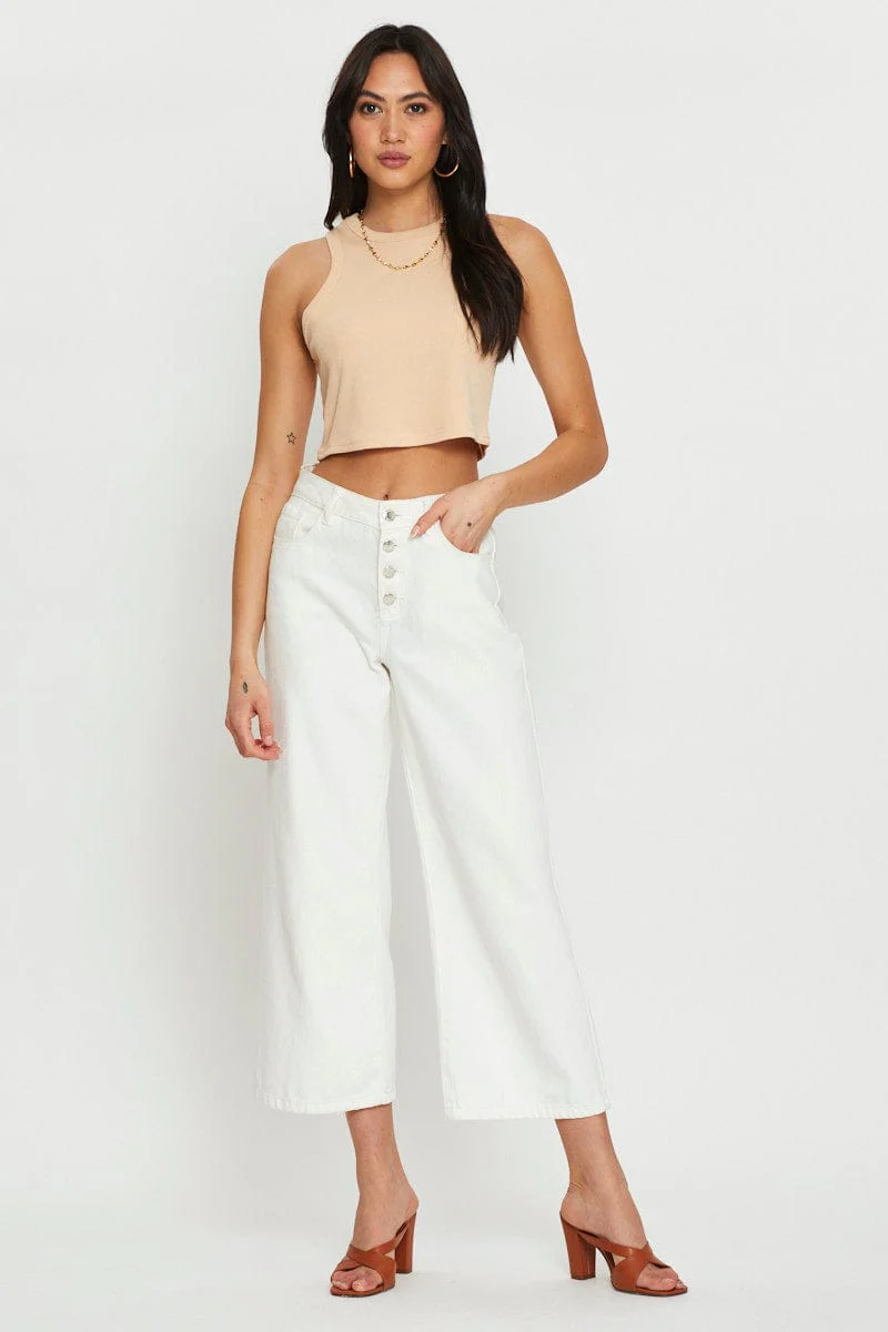 Beige Crop Top Sleeveless - Image 2
