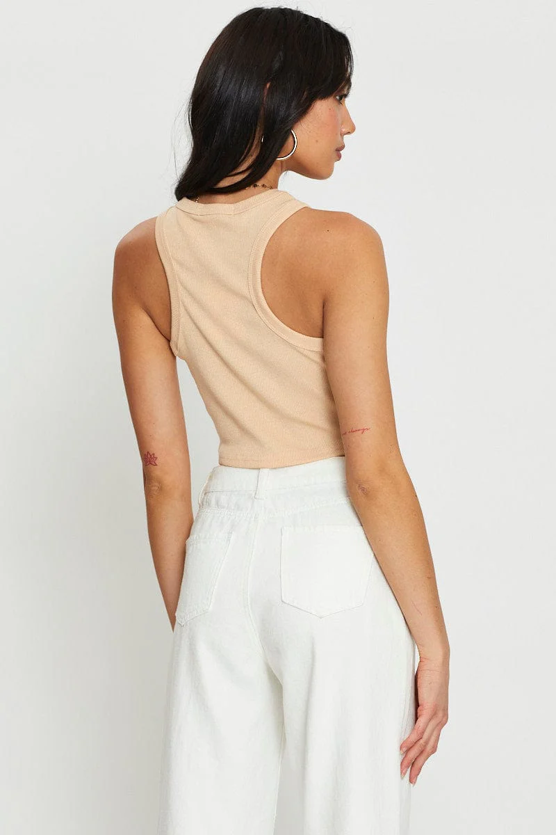 Beige Crop Top Sleeveless - Image 5
