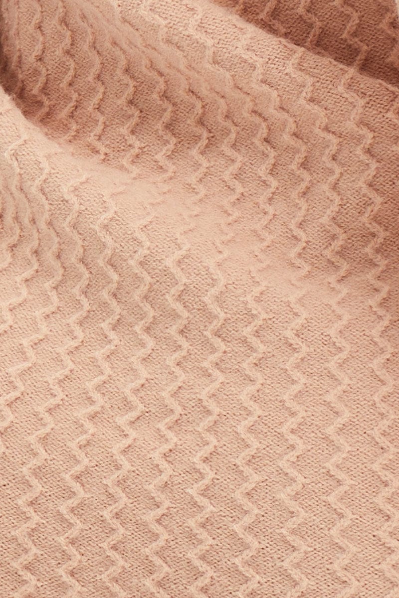 Beige Dress Long Sleeve Mini Knit - Image 6
