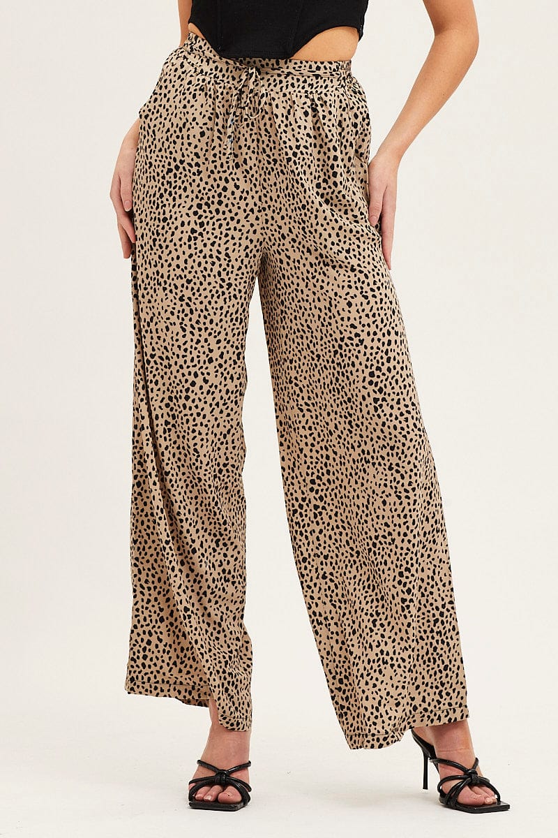 Beige Geo Wide Leg Pants - Image 2