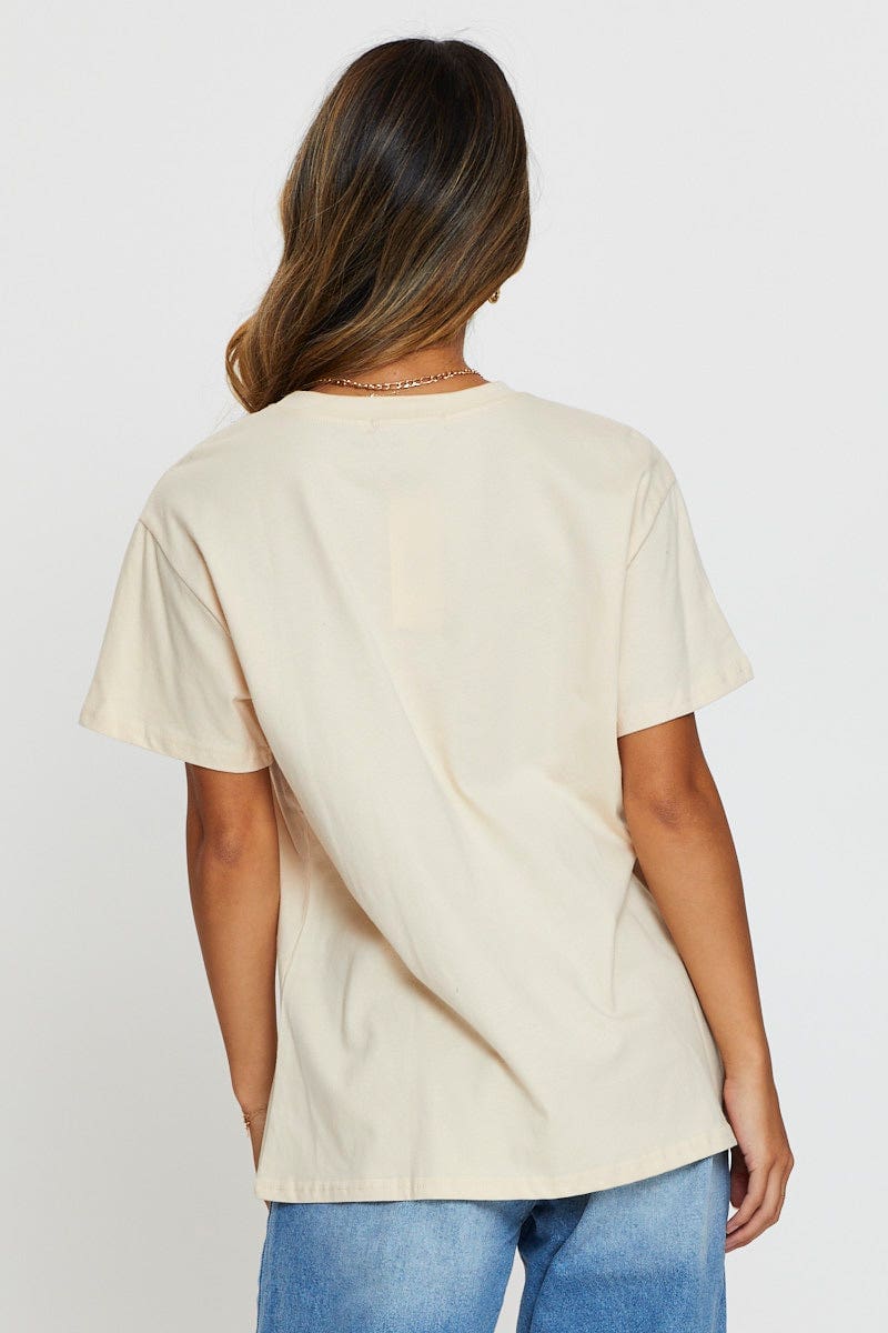 Beige Graphic T-Shirt Short Sleeve - Image 9