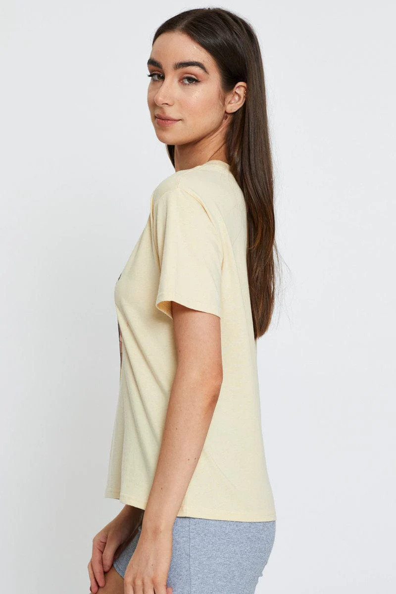 Beige Graphic T-Shirt Short Sleeve - Image 4