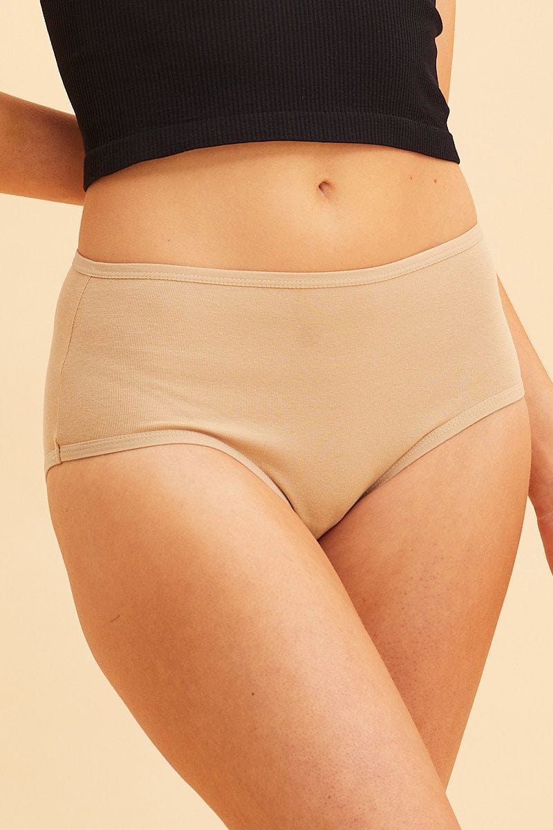 Beige High Waisted Brief Cotton Stretch - Image 2