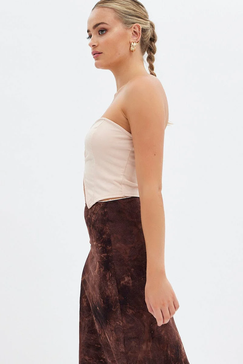 Beige Keyhole Bandeau Top Sweetheart - Image 4