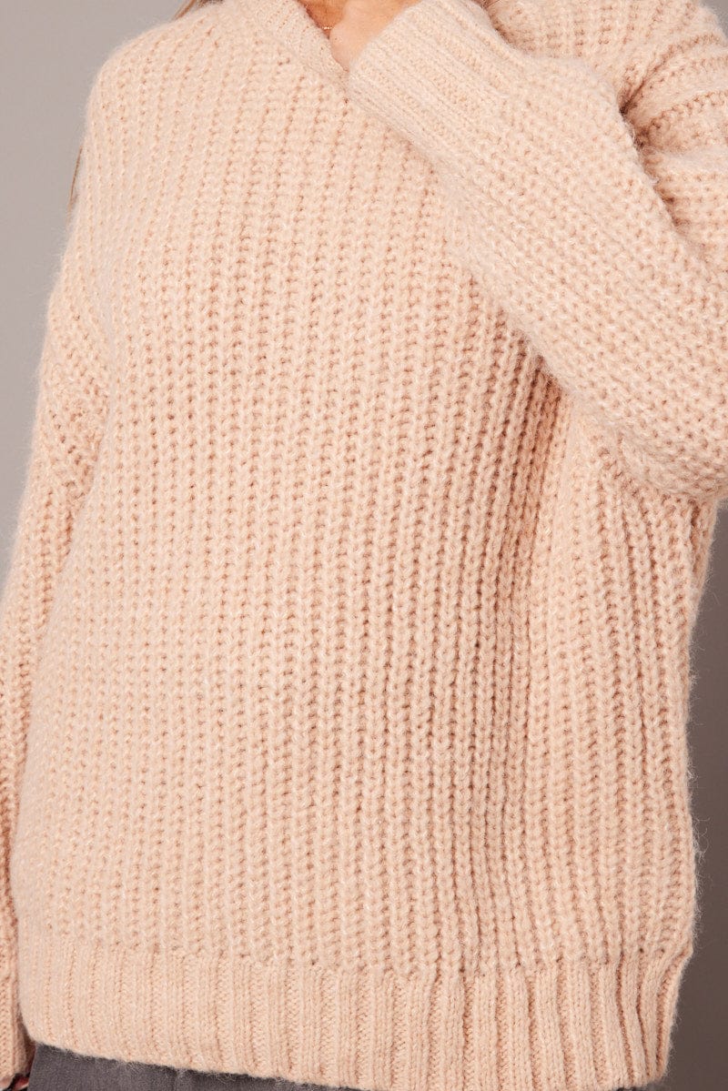 Beige Knit Top Long Sleeve Chunky - Image 6