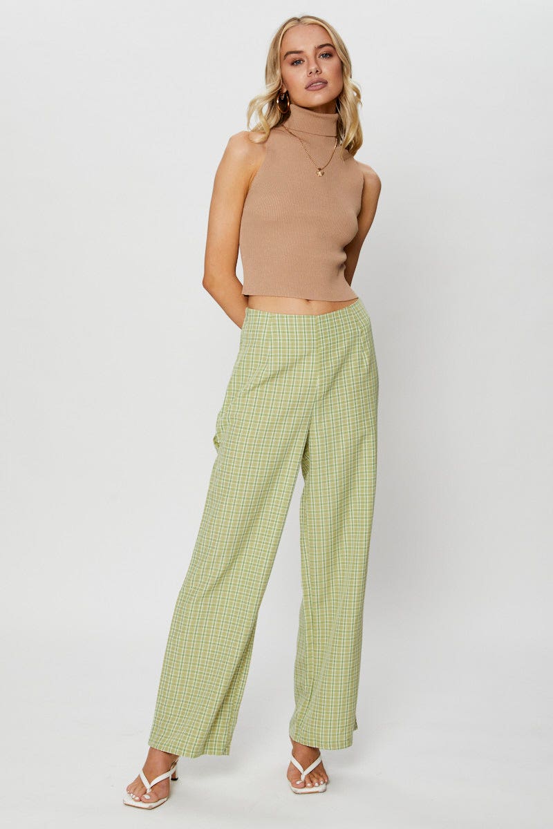 Beige Knit Top Sleeveless Turtleneck - Image 2