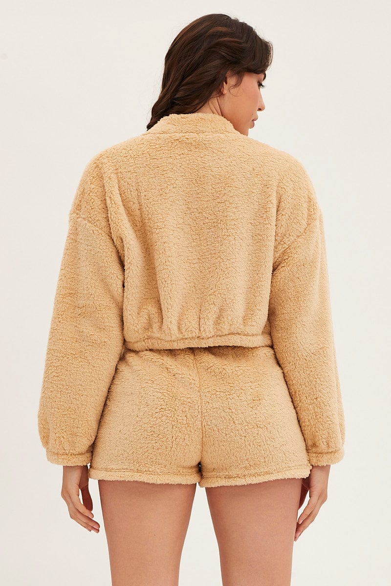 Beige Loungewear Teddy Jacket - Image 5