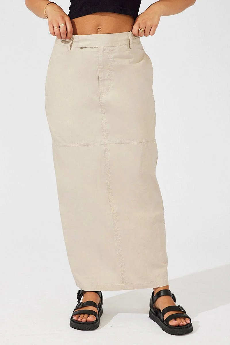 Beige Maxi Skirt High Rise - Image 2