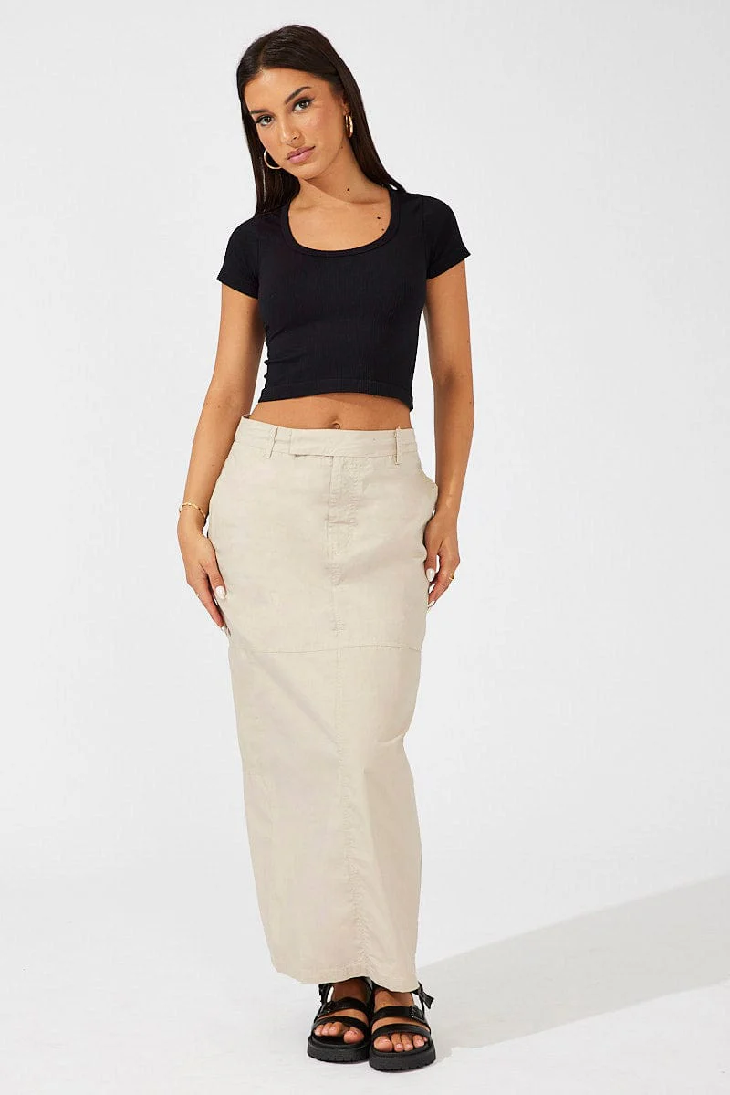 Beige Maxi Skirt High Rise - Image 3