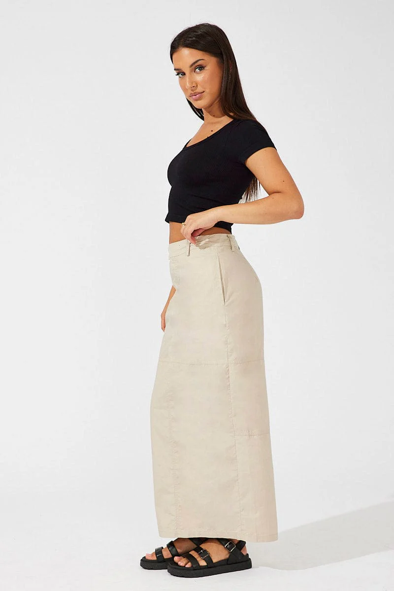 Beige Maxi Skirt High Rise - Image 4