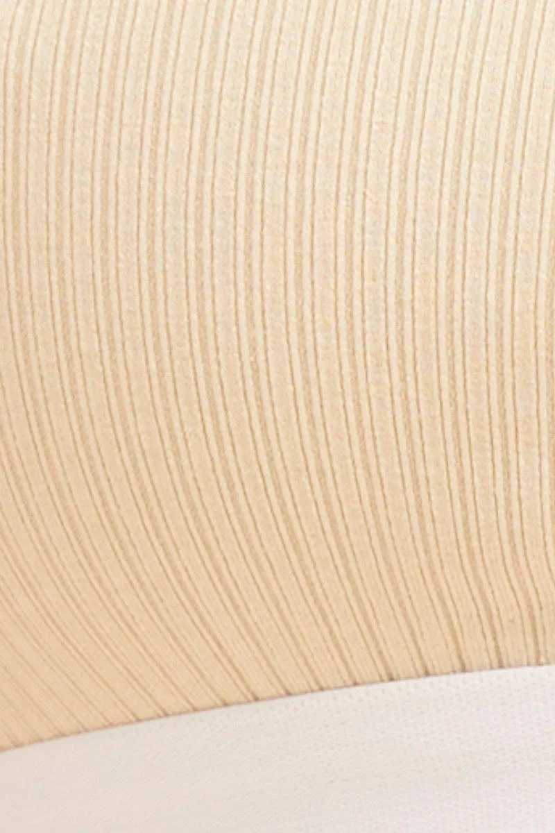Beige Mia Cotton Stretch Cross Back Crop Top - Image 6