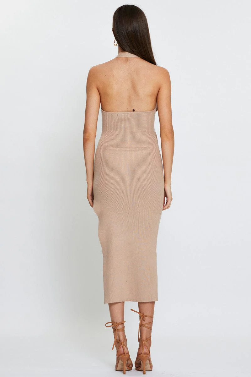 Beige Midi Dress Knit - Image 6