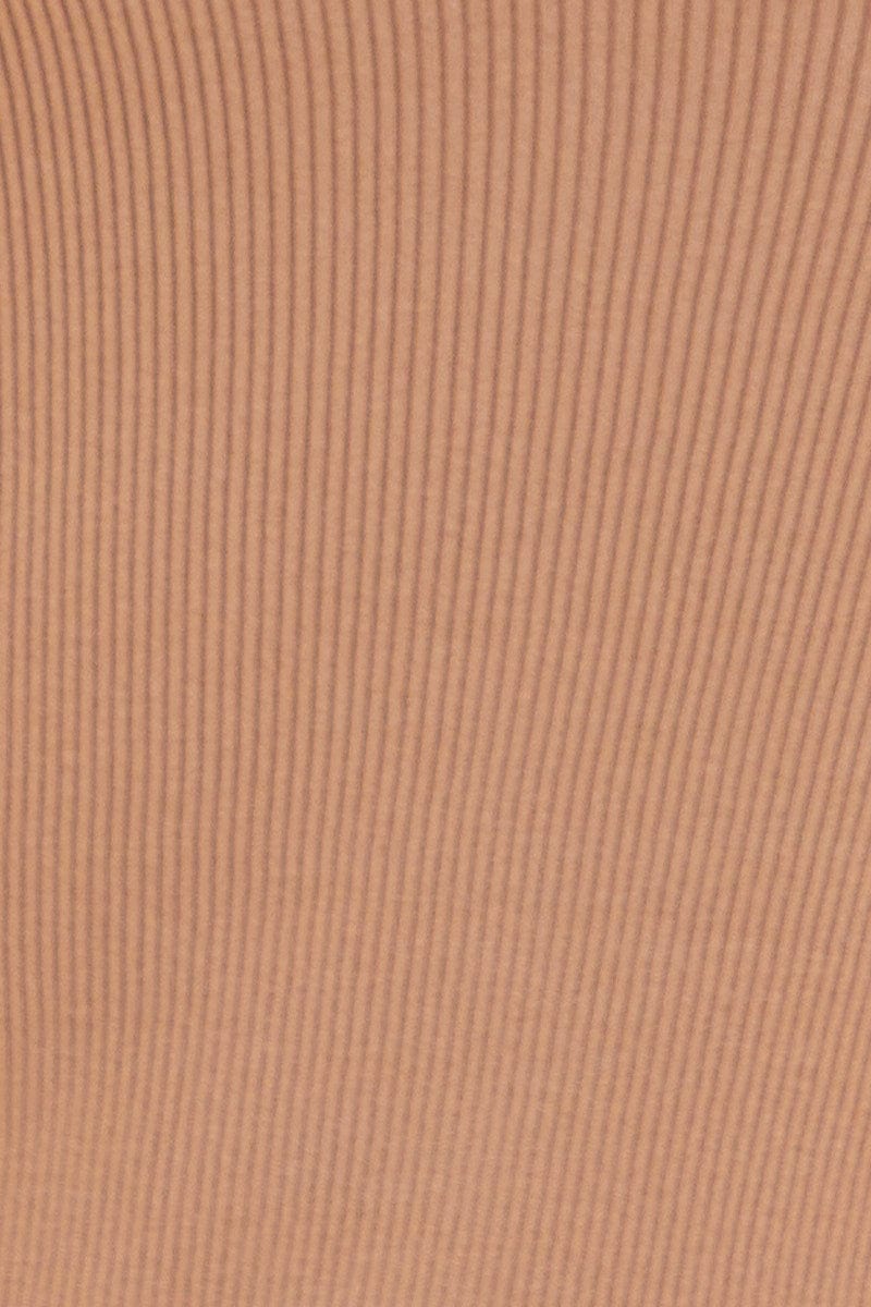 Beige Midi Dress Round Neck Colour Blocked Knit - Image 6