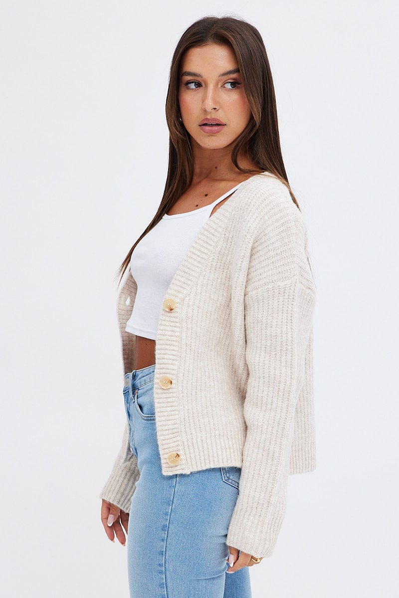 Beige Oversized Knit Cardigan - Image 4