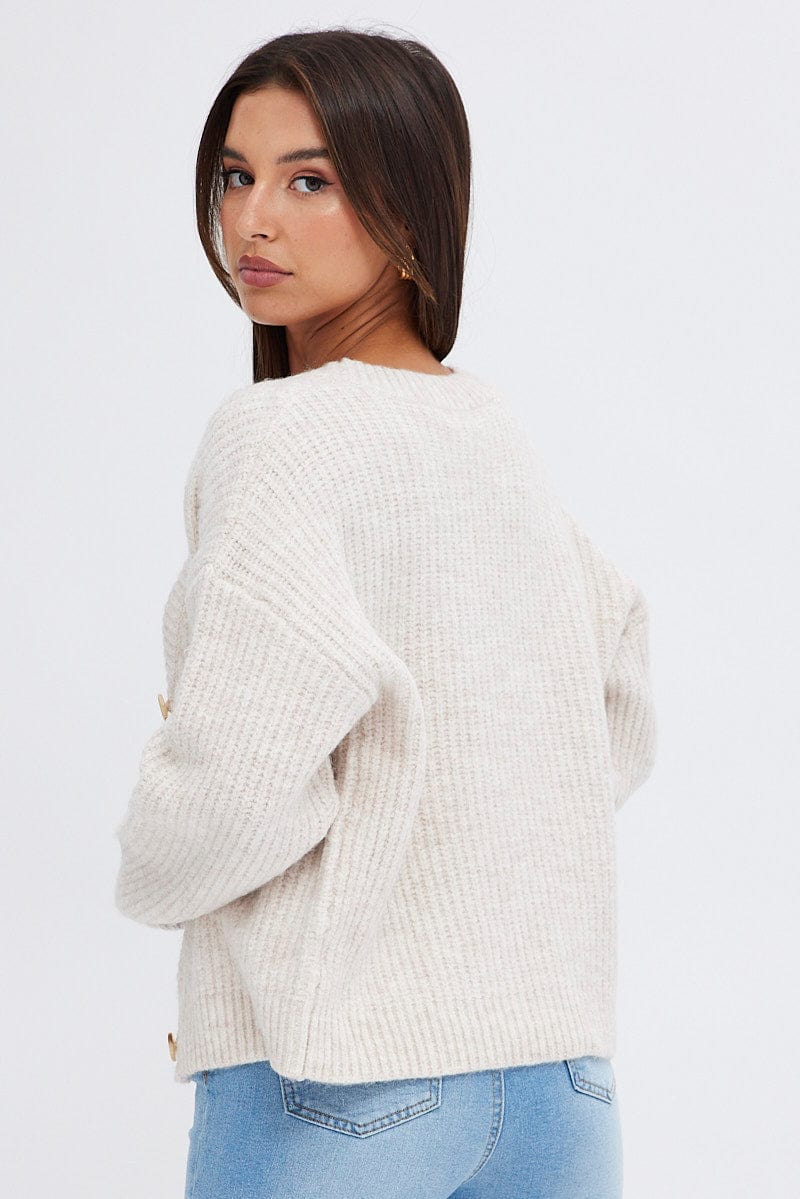 Beige Oversized Knit Cardigan - Image 5