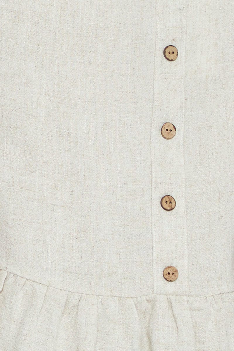 Beige Peplum Top Sleeveless Ruffle - Image 6