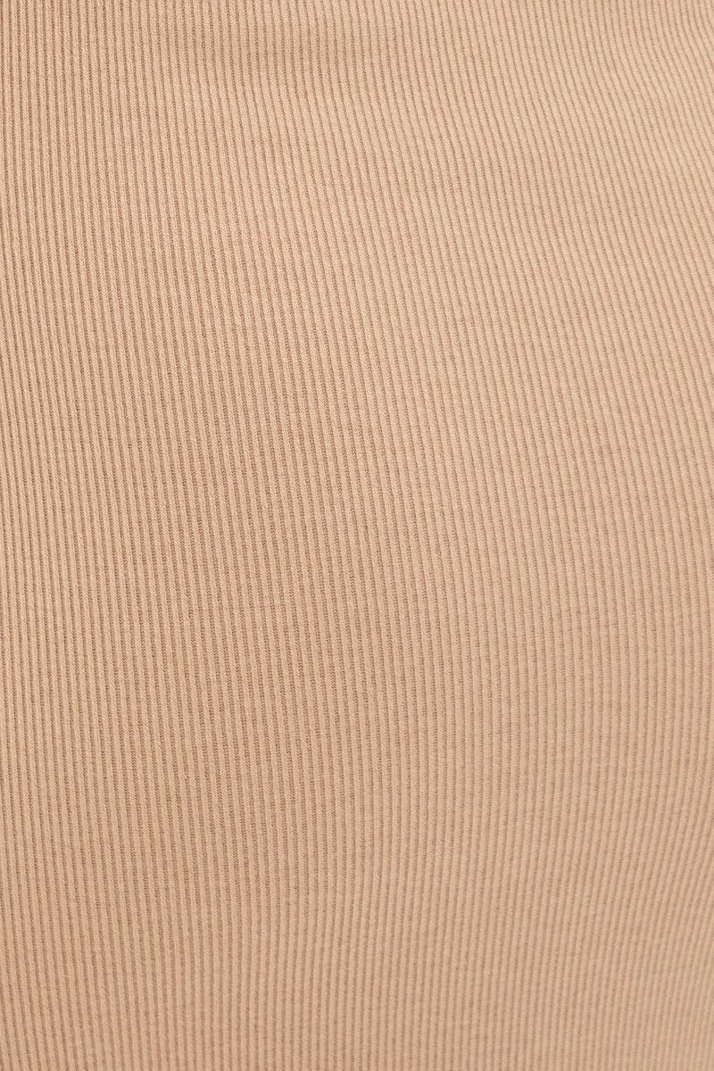 Beige Ribbed Evening Dress Strapless - Image 6