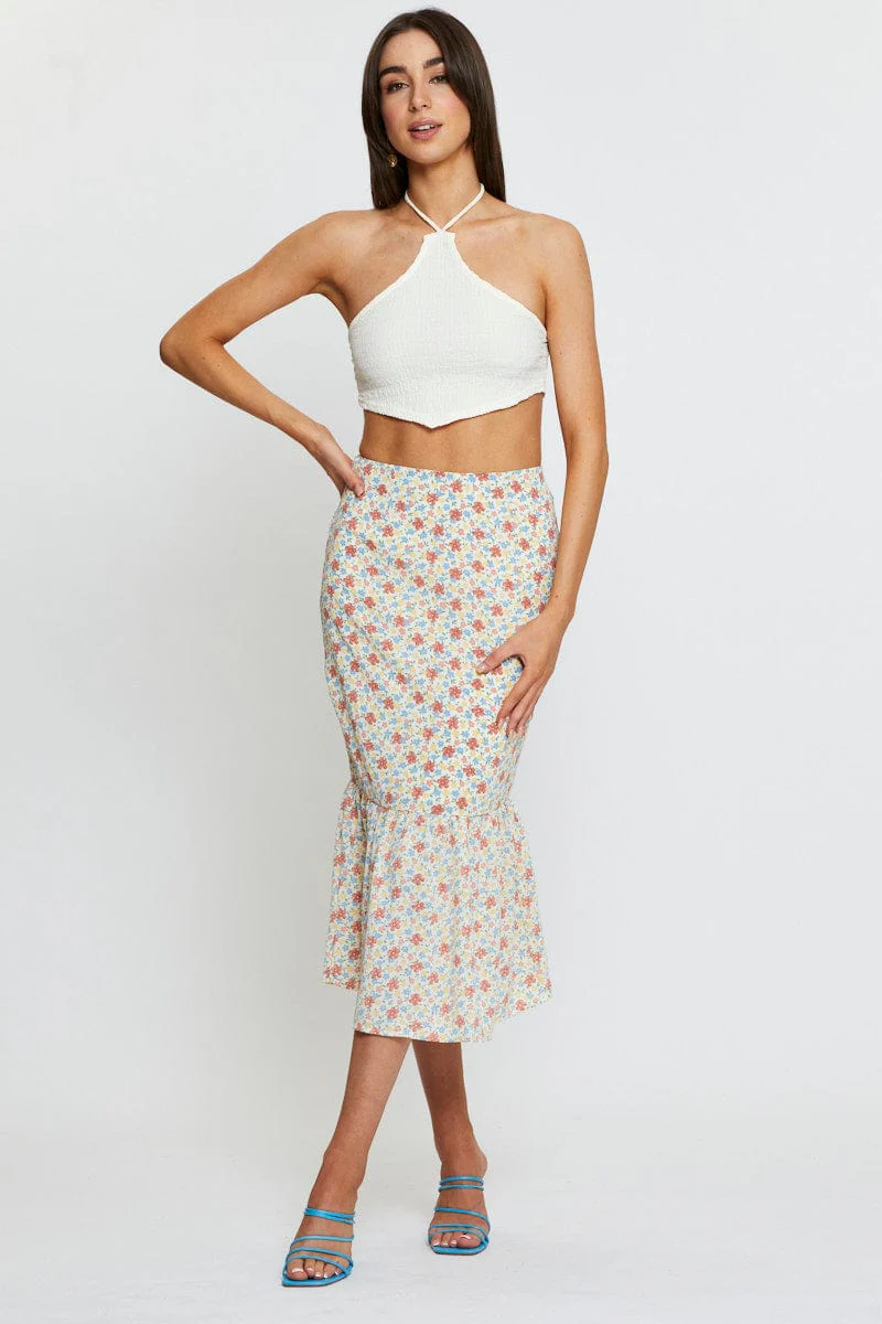 Beige Scarf Crop Top Halter Neck - Image 2