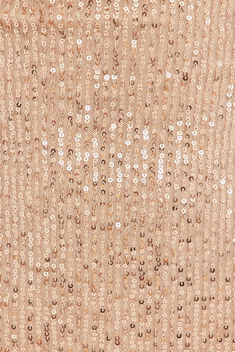 Beige Sequin Bodycon Party Dress - Image 6