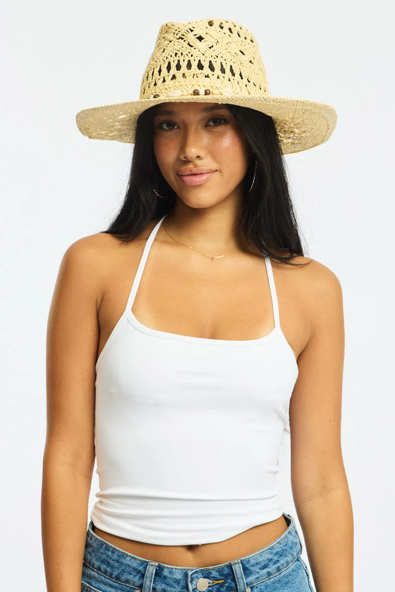 Beige Straw Cowboy Hat