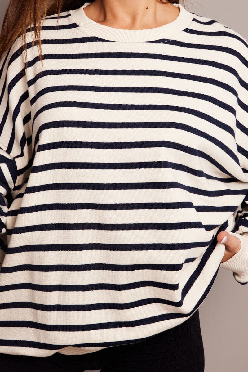 Beige Stripe Sweater Long Sleeve - Image 6