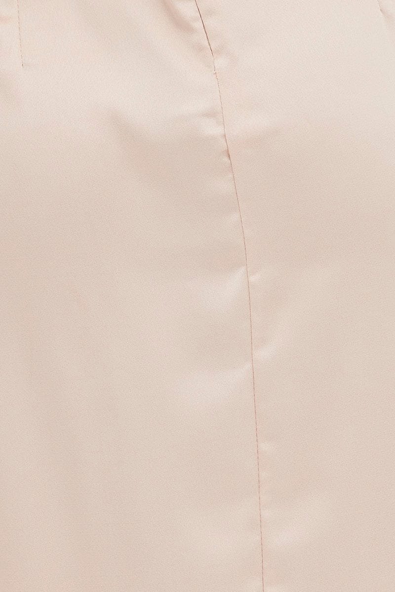 Beige Sweetheart Satin Dress - Image 6