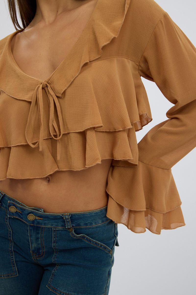 Beige Tie Up Blouse - Image 6