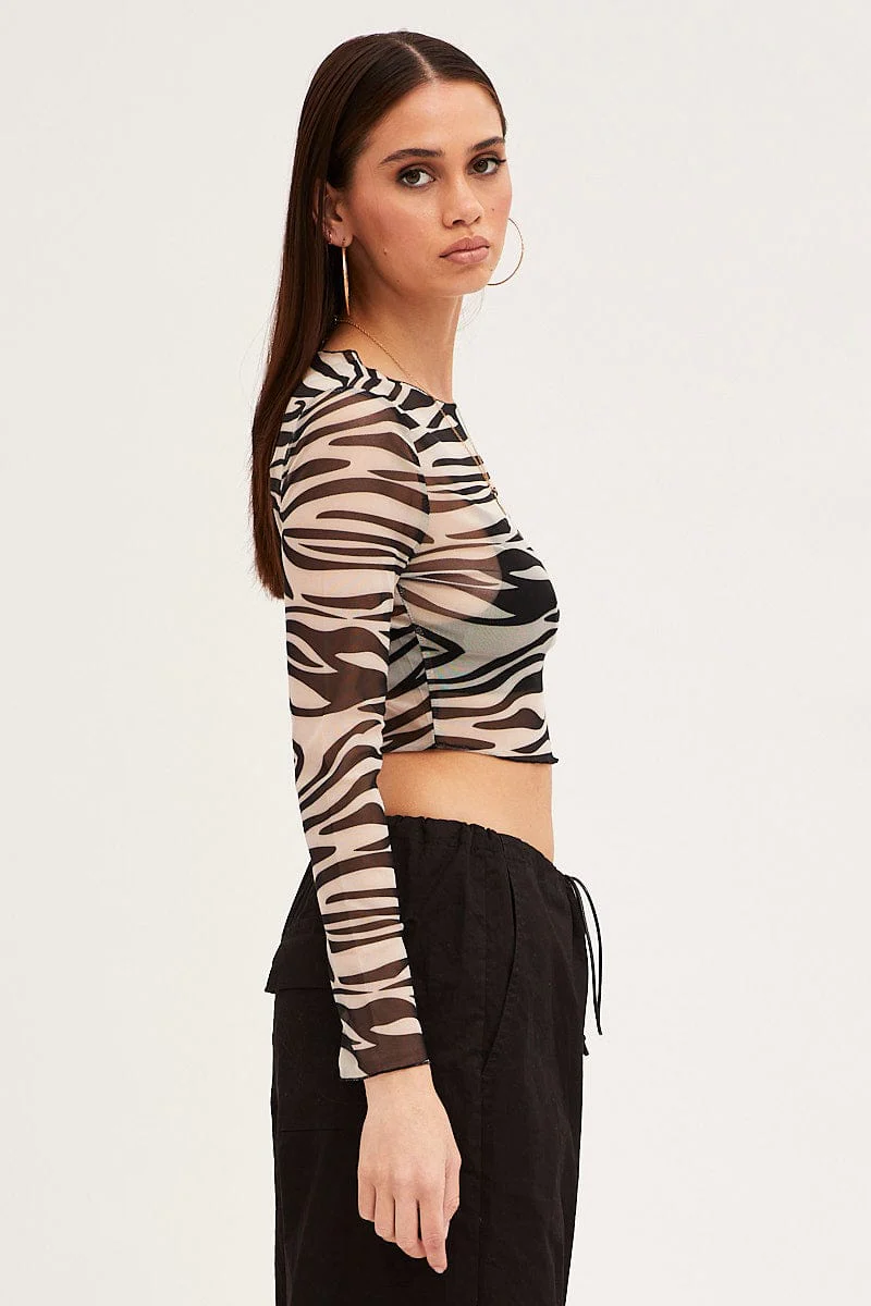 Black Abstract Abstract Print Top - Image 3