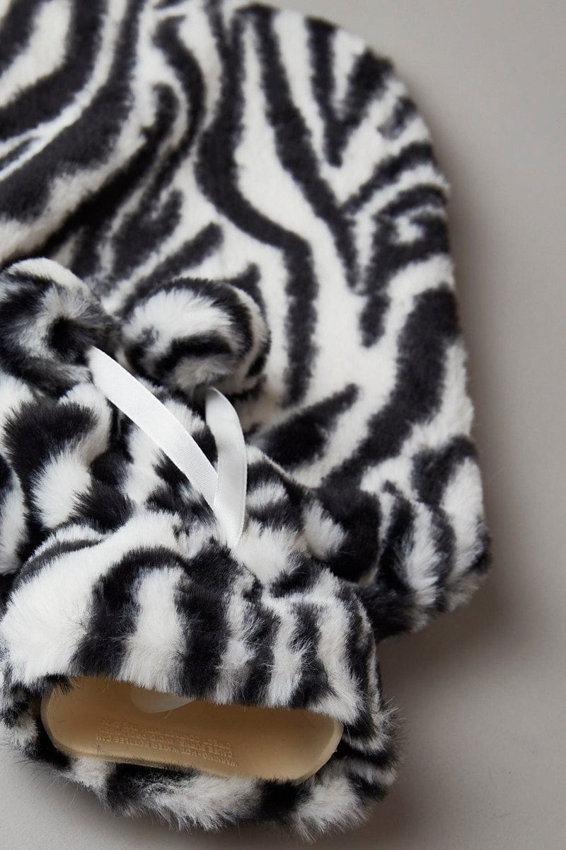 Black Animal Print Zebra Print Hot Water Bottle - Image 4