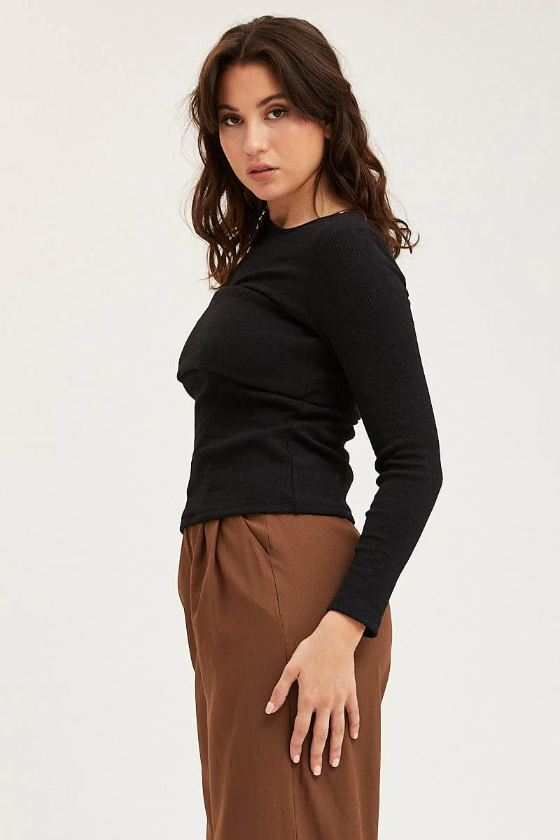 Black Asymmetric Top Long Sleeve - Image 4
