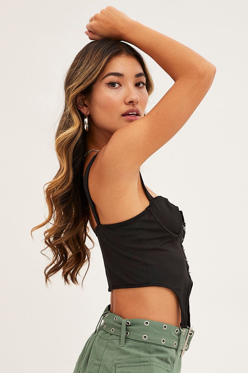 Black Bandage Hook Decor Corset Top Lingerie - Image 4
