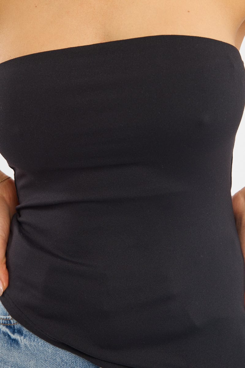 Black Bandeau Top Asymmetric Hem - Image 5