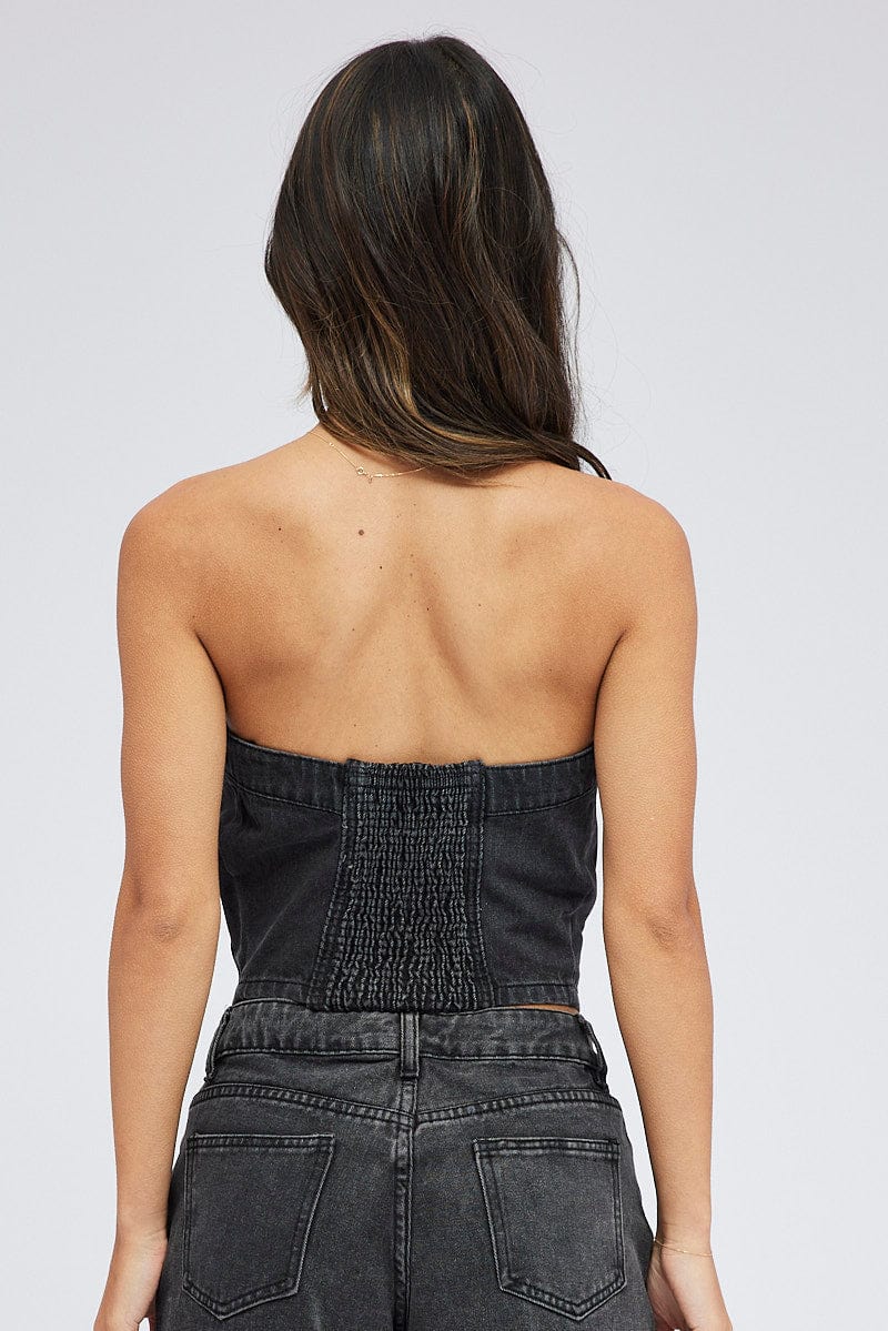Black Bandeau Top Sleeveless Corset - Image 5