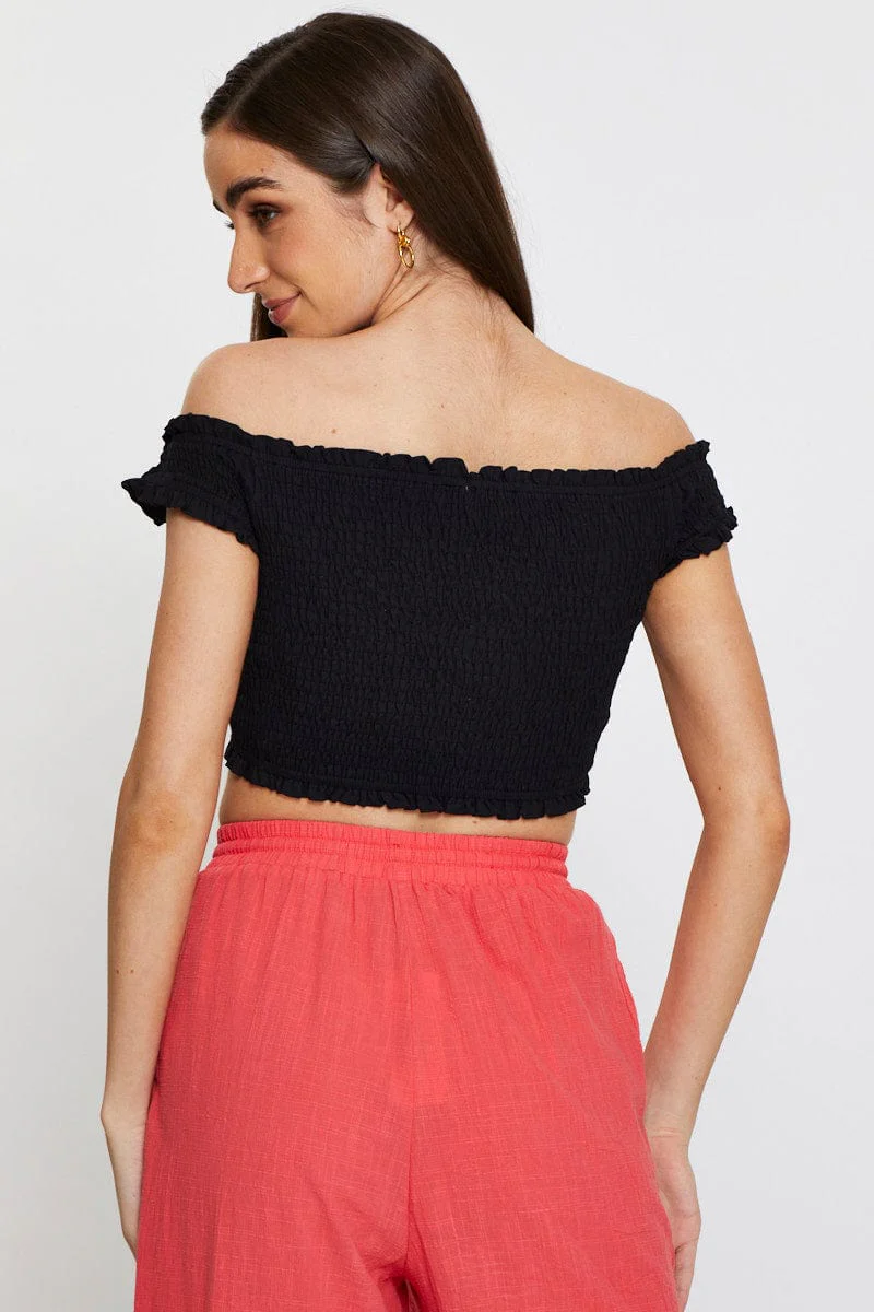 Black Bardot Top Ruche - Image 5