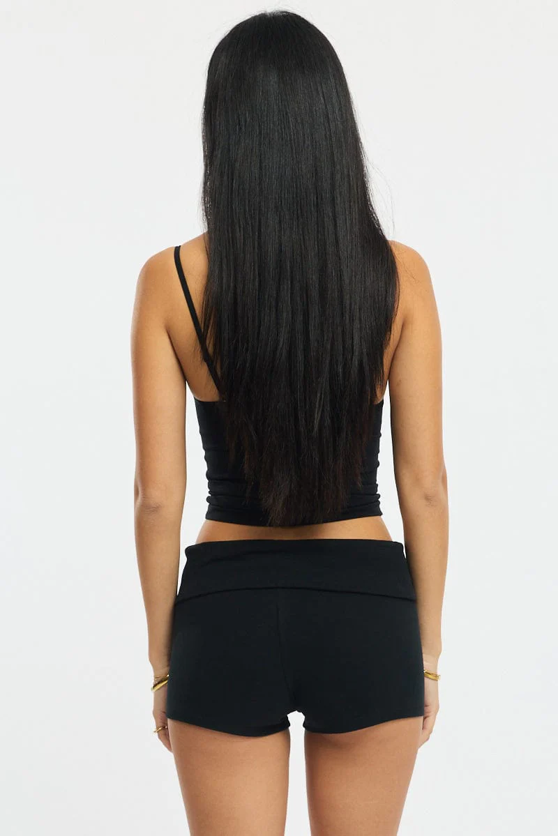 Black Biker Shorts Folded Waist - Image 5