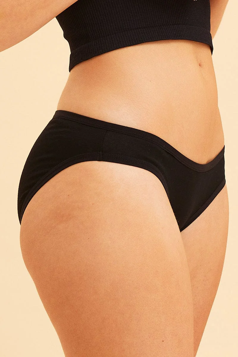 Black Bikini Brief Cotton Stretch - Image 2