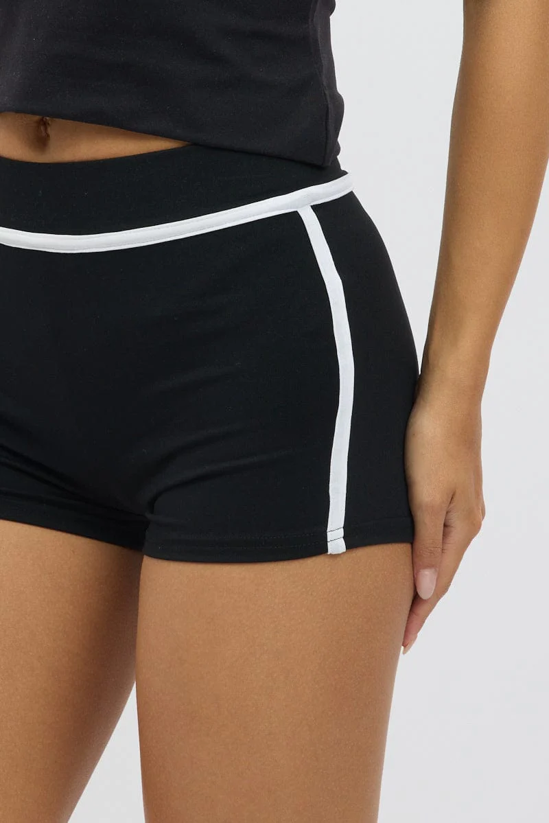 Black Binding Biker Short - Image 6