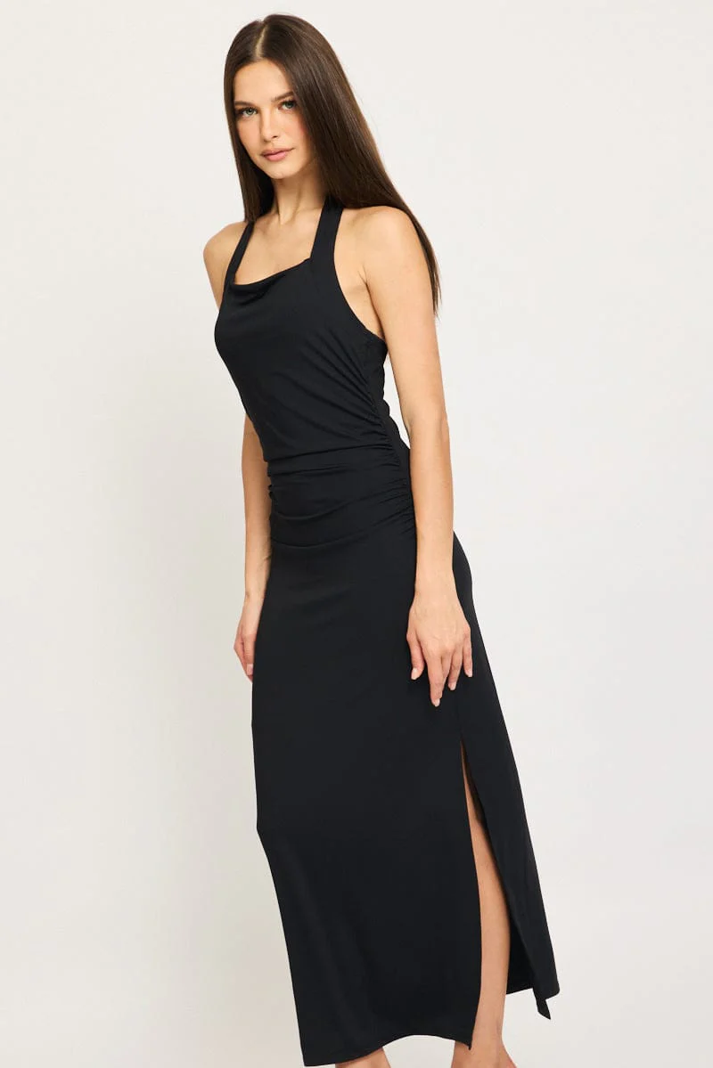 Black Bodycon Dress Halter Neck - Image 2