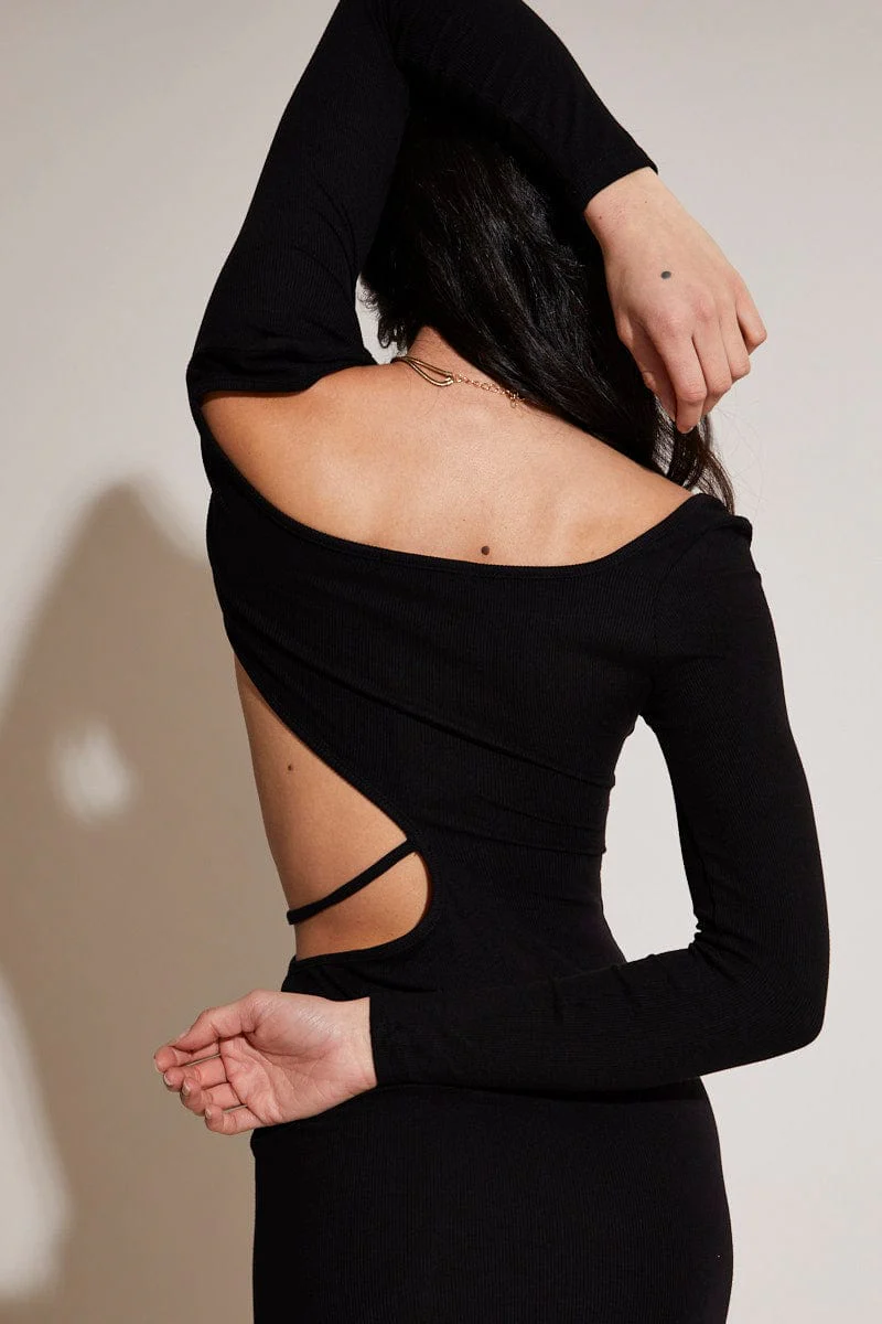 Black Bodycon Dress Long Sleeve - Image 5