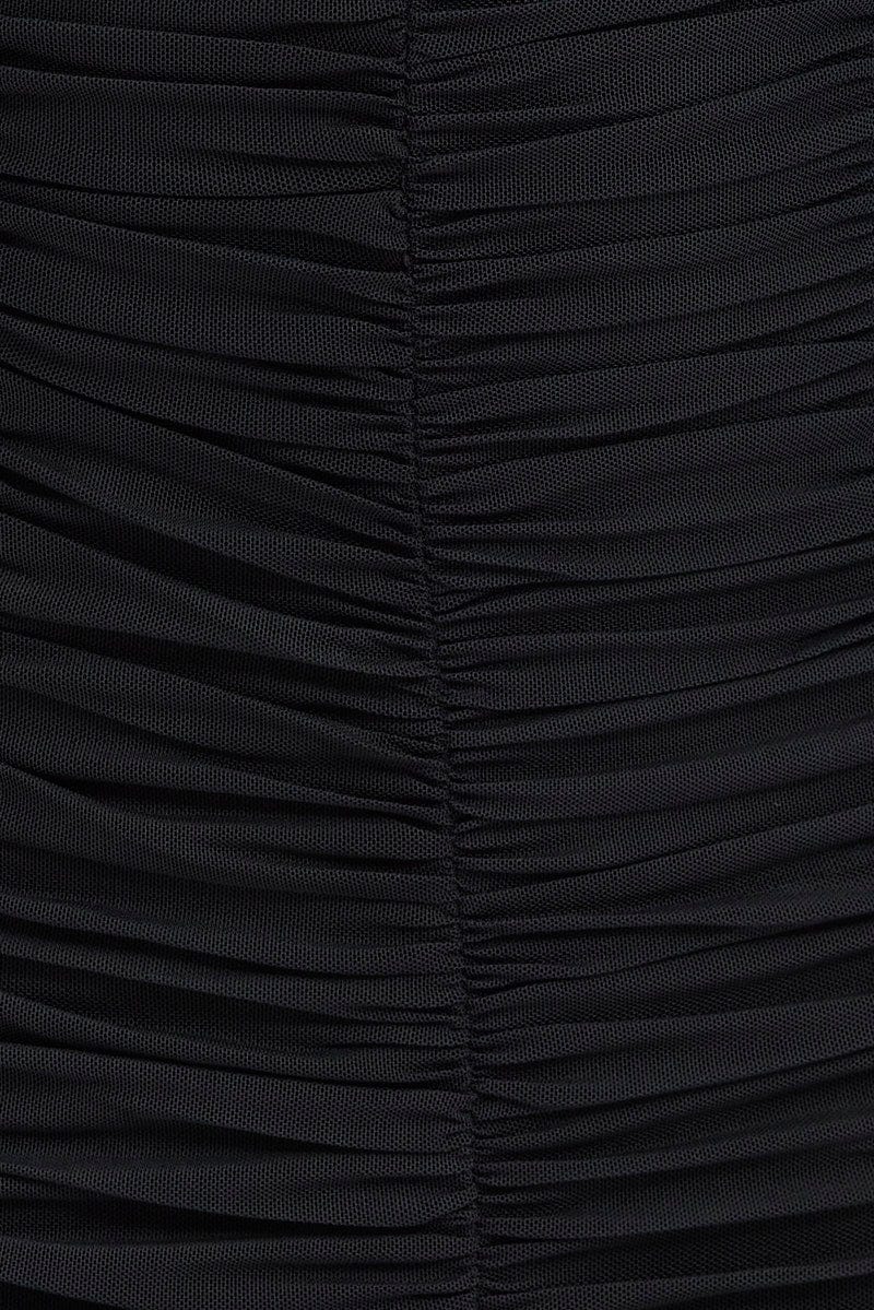 Black Bodycon Dress Sleeveless Ruched - Image 6