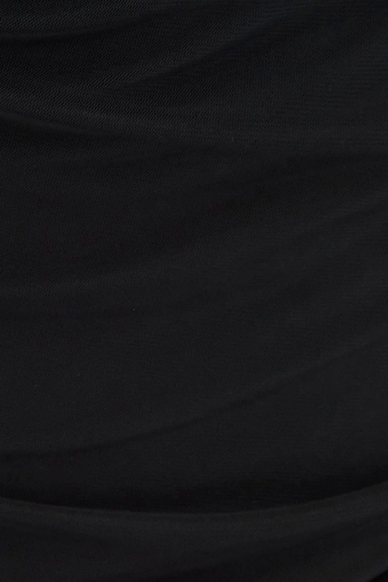Black Bodysuit Long Sleeve Square Neck Mesh Lined - Image 6