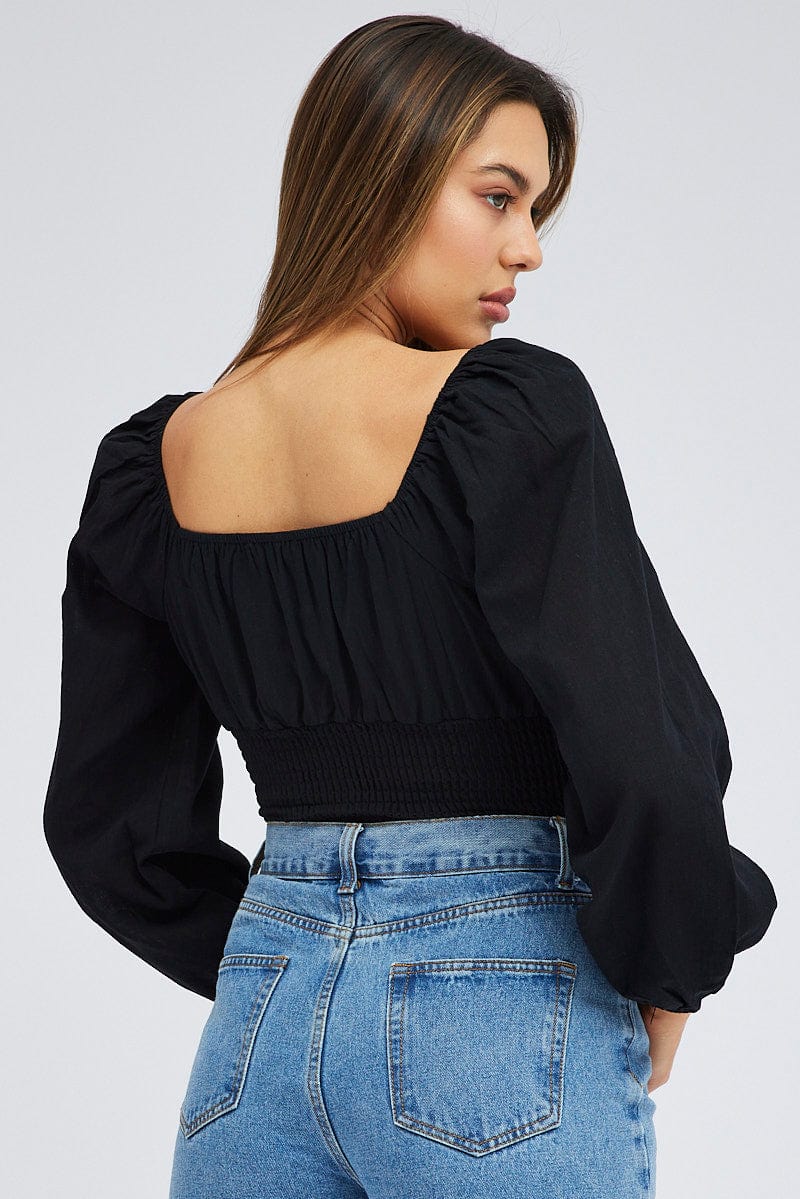 Black Bodysuit Long Sleeve Sweetheart Neck - Image 5
